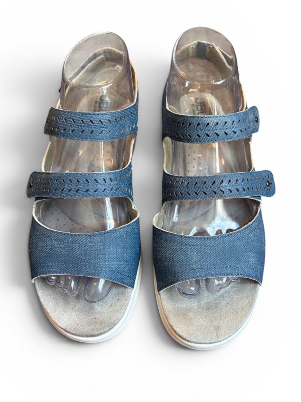 JBU by Jambu Mabel Denim Sandals Women’s 7 Blue Denim Blue Triple-Strap